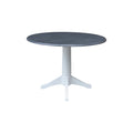 42 Round Dual Drop Leaf Pedestal Table Washed Gray Taupe