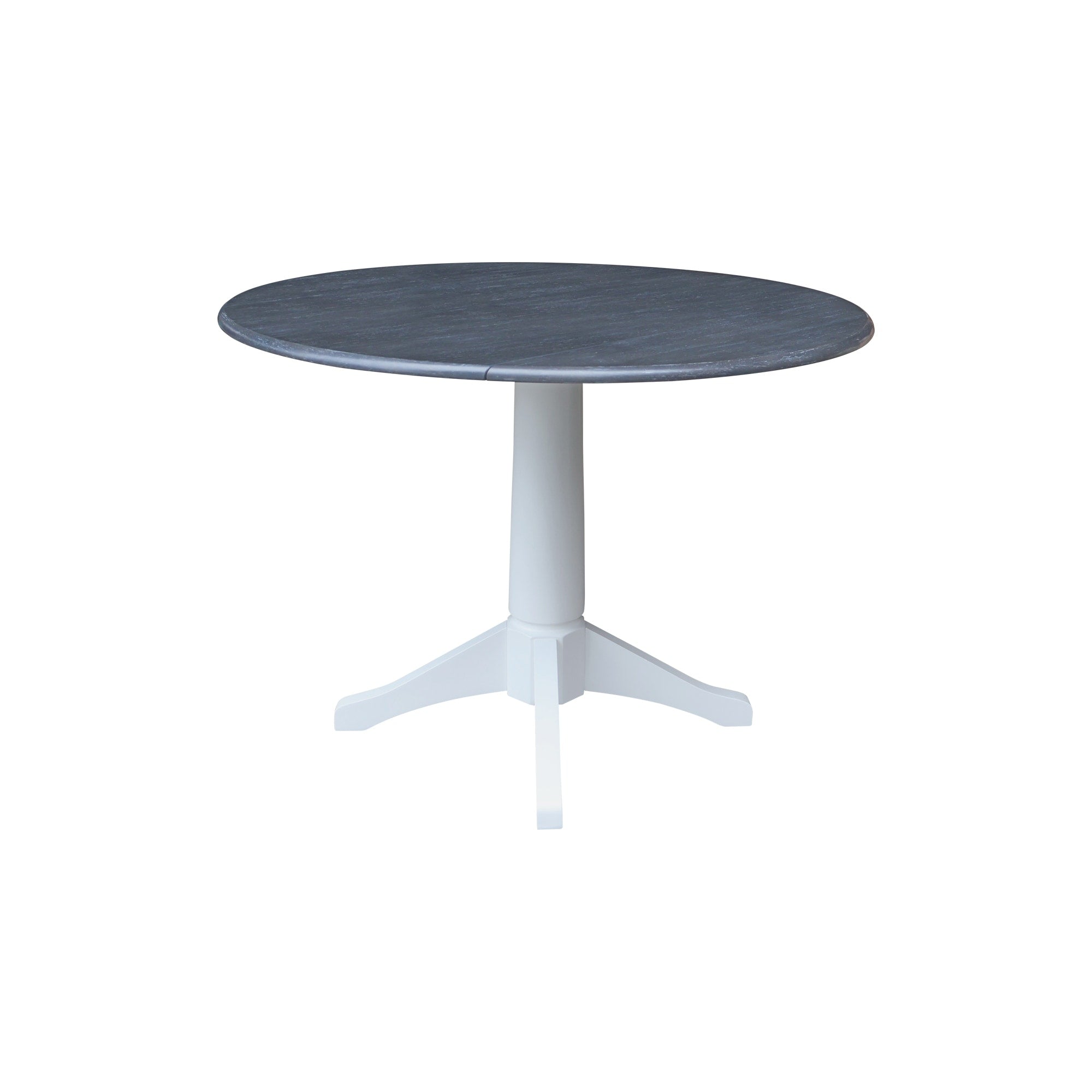 42 Round Dual Drop Leaf Pedestal Table Washed Gray Taupe