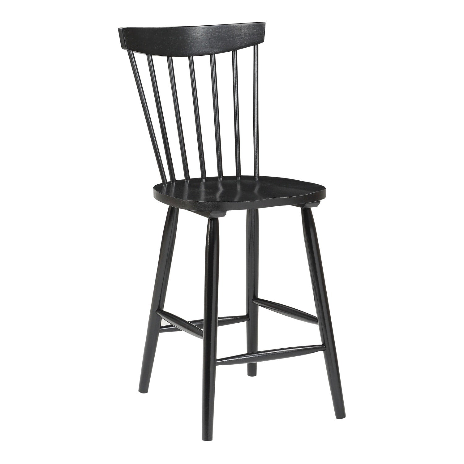 42 In.H Black Finish Low Back Wood Frame Barstool Wood Seat Set Of 1 43.5
