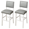 42 In.H White Finish Low Back Wood Frame Barstool Leather Seat Set Of 2 43.5