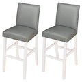 42 In.H White Finish Low Back Wood Frame Barstool Leather Seat Set Of 2 43.5