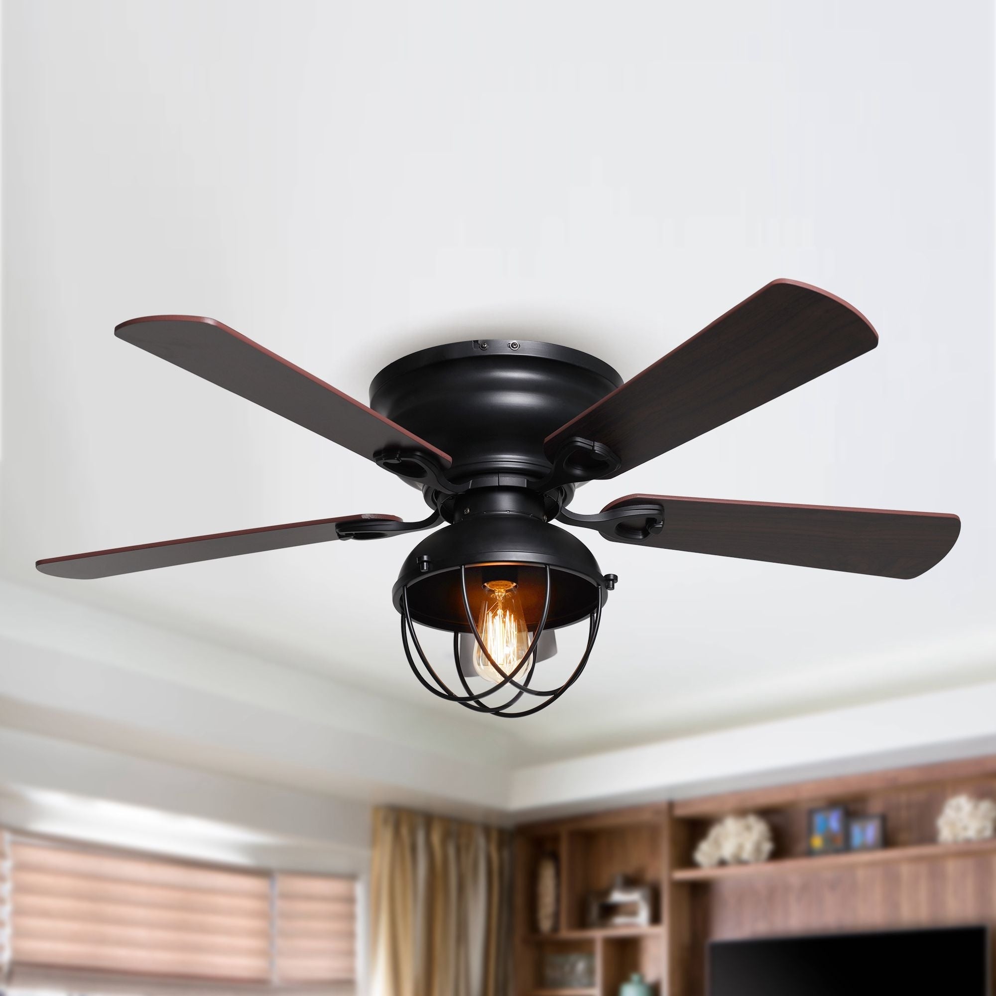 42 In Low Profile Matte Black Indoor Ceiling Fan 42 Inch