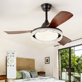 42 Or 46 Inch Walnut Downrod Mount Modern Ceiling Fan With Light Dimmable Led Remote For Living Room Covered Patios