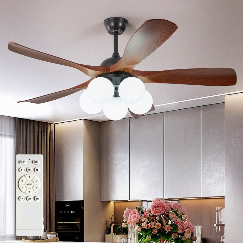 42 Or 46 Inch Walnut Downrod Mounted Fandelier Ceiling Fan With Light 3Xe26 Excl Bulb And Remote
