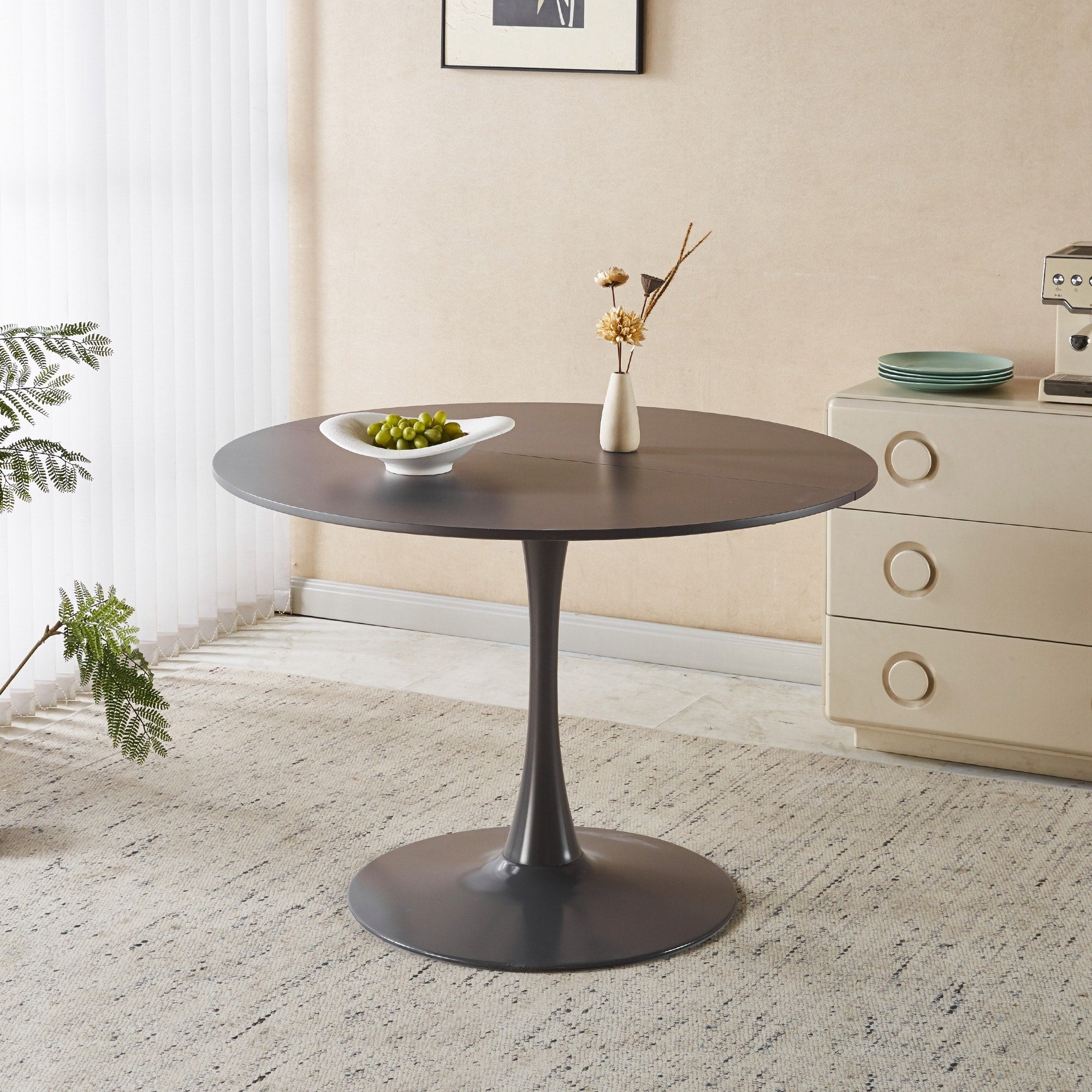 42.1 Tulip Table Mid Century Dining Table For 4 6 People Round Mdf Table Top The Tabletop Consists Of Two Panels
