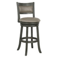 42.5 In.H Gray Finish Low Back Wood Frame Barstool Leather Seat Set Of 1 44