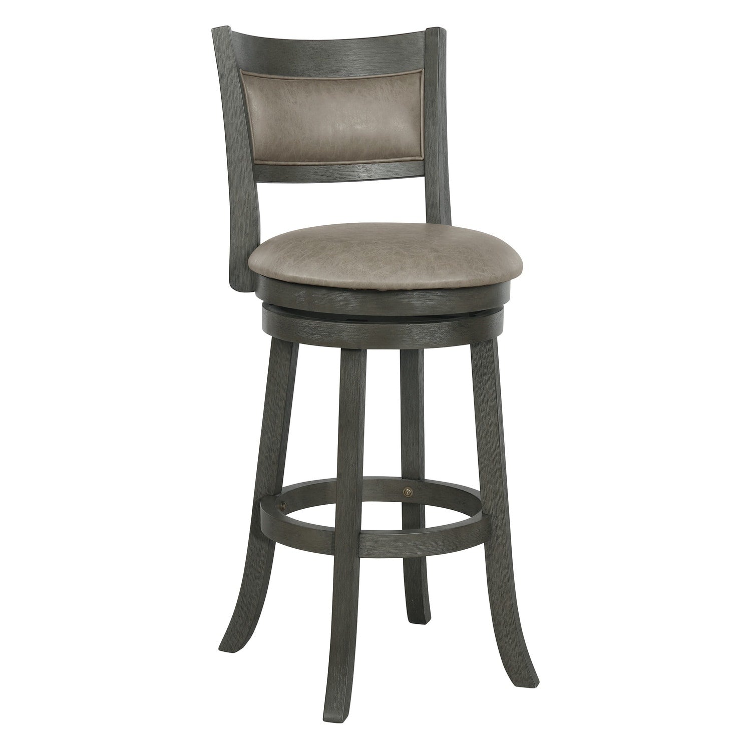 42.5 In.H Gray Finish Low Back Wood Frame Barstool Leather Seat Set Of 1 44