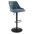 42.75 In.H Blue Finish Low Back Metal Frame Barstool Leather Seat Set Of 1 44.25