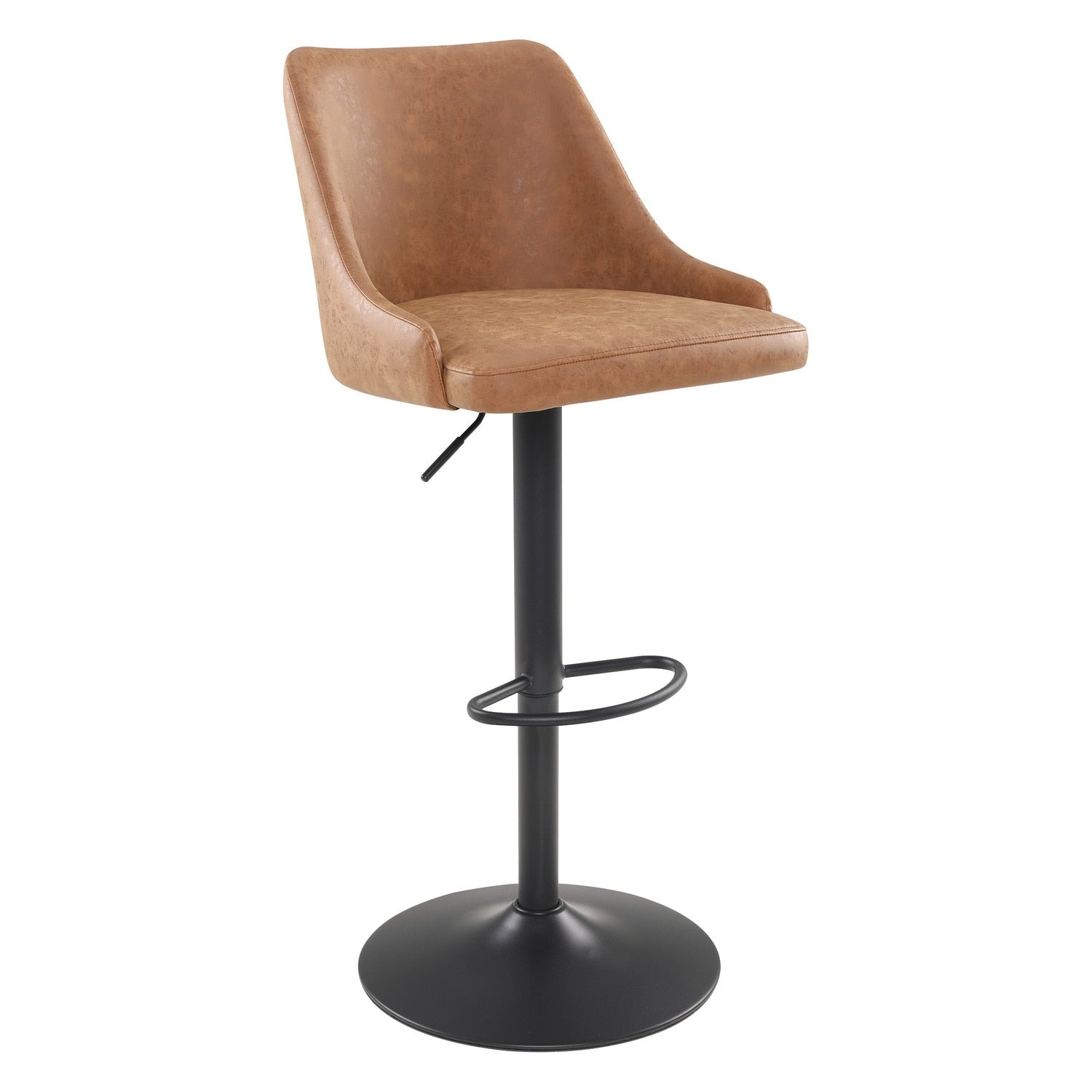 42.75 In.H Clear Finish Low Back Metal Frame Barstool Leather Seat Set Of 1 44.25