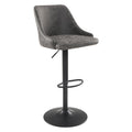 42.75 In.H Gray Finish Low Back Metal Frame Barstool Leather Seat Set Of 1 44.25