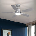 42Inch Modern Chrome Low Profile Ceiling Fans With Light Indoor Dimmable Downrod Ceiling Fan With Light And Remote 41.73In.