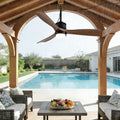 42Inch Outdoor Ceiling Fan With Led Light Remote Control Quiet Dc Motor 6 Speed Levels Adjust Height Reversible 42 Inches