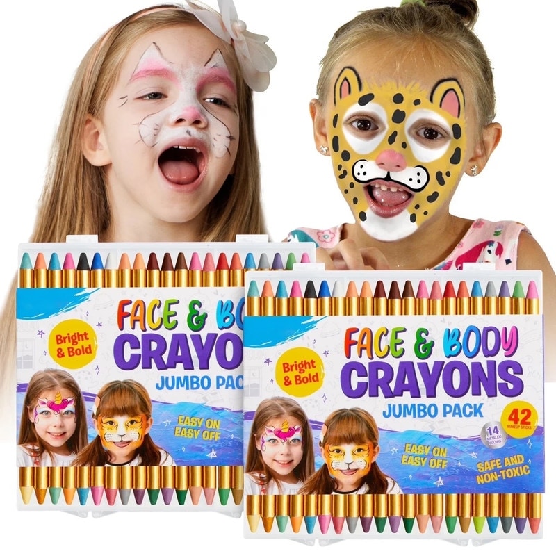42Pcs Face And Body Paint Crayons Kit 14 Metallic Colors Multicolor