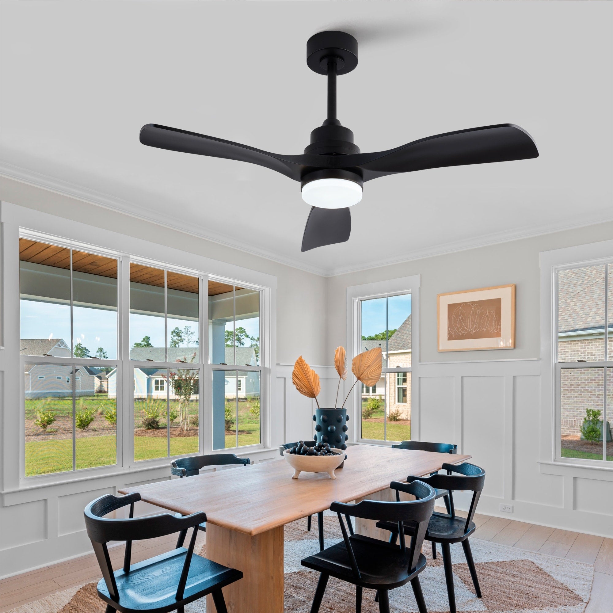 42 Black Ceiling Fan With Reversible Motor And Remote