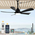 42 Black Outdoor Ceiling Fan With Light And Remote 5 Blade 6 Speed Dc Motor 42 Inches