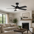 42 Ceiling Fan With Led Light 5 Reversible Black Mdf Blades Dc Motor 6 Speeds Remote Timer Quiet Operation