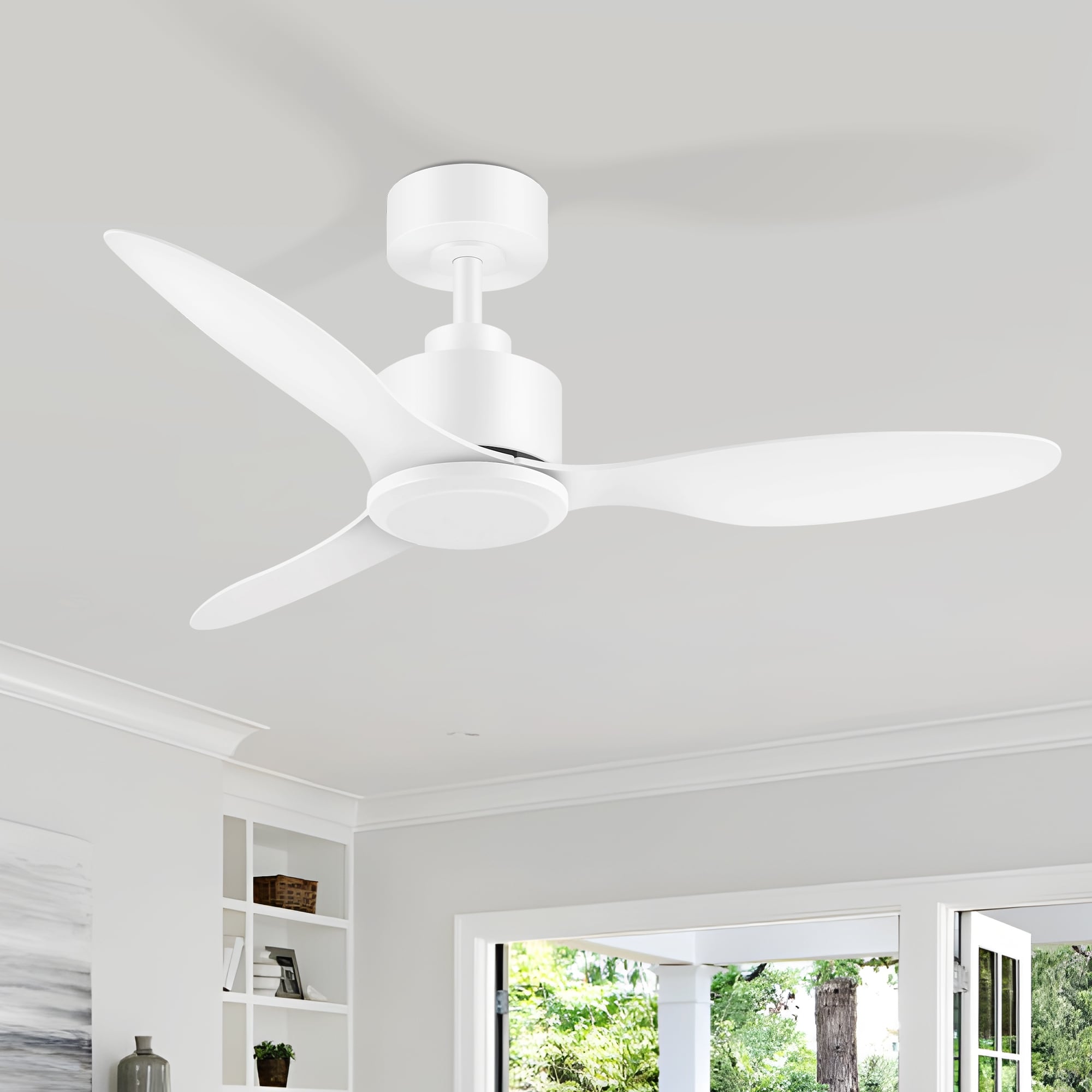 42 Ceiling Fan With Remote Dc Motor 6 Speeds Reversible Motor White Modern Ceiling Fan Timer Function 42 Inches