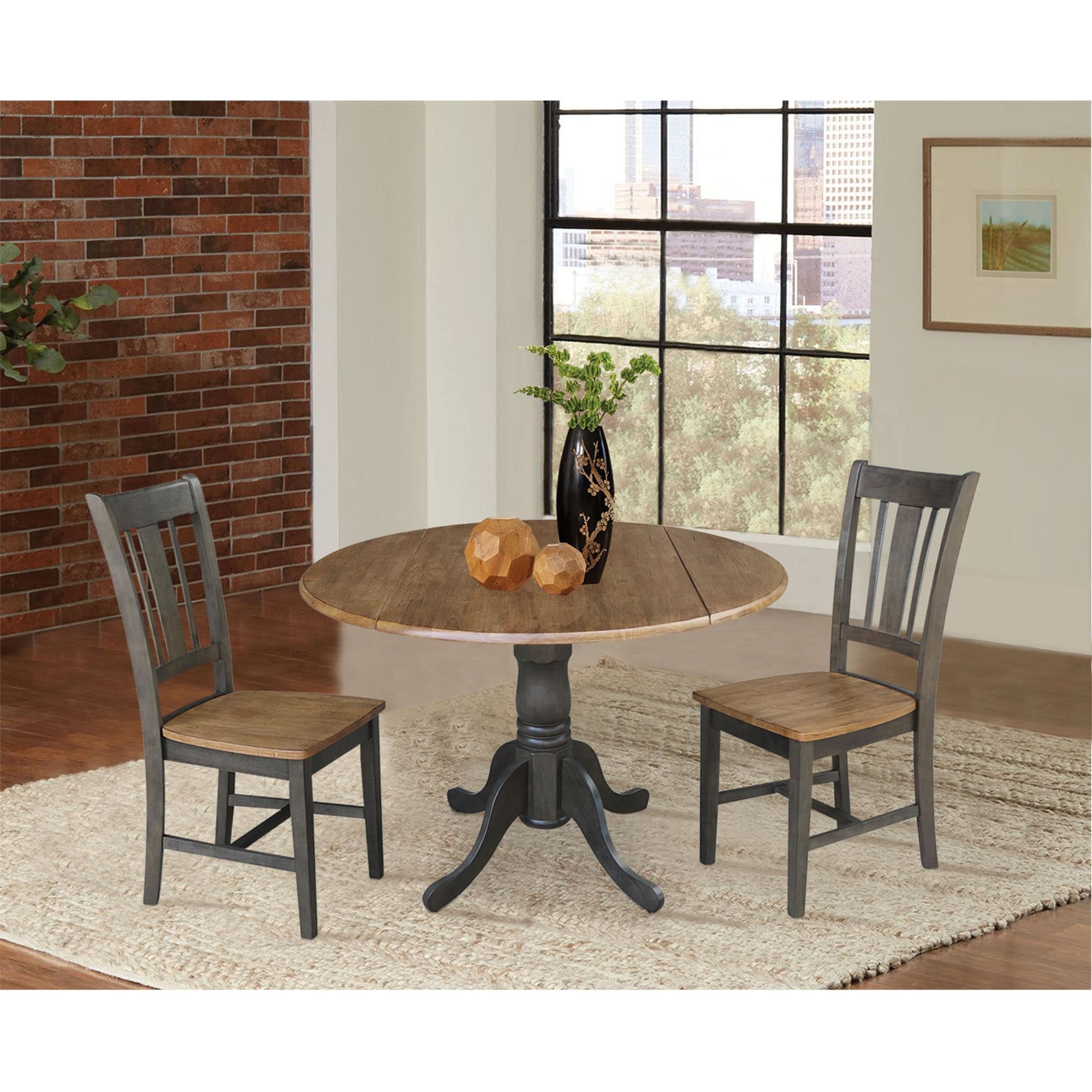 42 Dual Drop Leaf Table With 2 San Remo Side Chairs 3 Piece Set