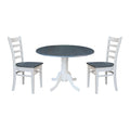 42 Dual Drop Leaf Table With 2 Emily Side Chairs Set Of 3 Pieces
