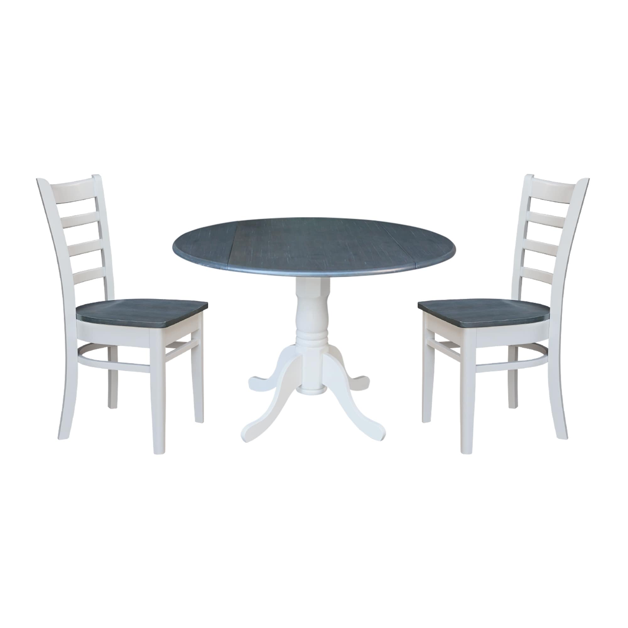 42 Dual Drop Leaf Table With 2 Emily Side Chairs Set Of 3 Pieces