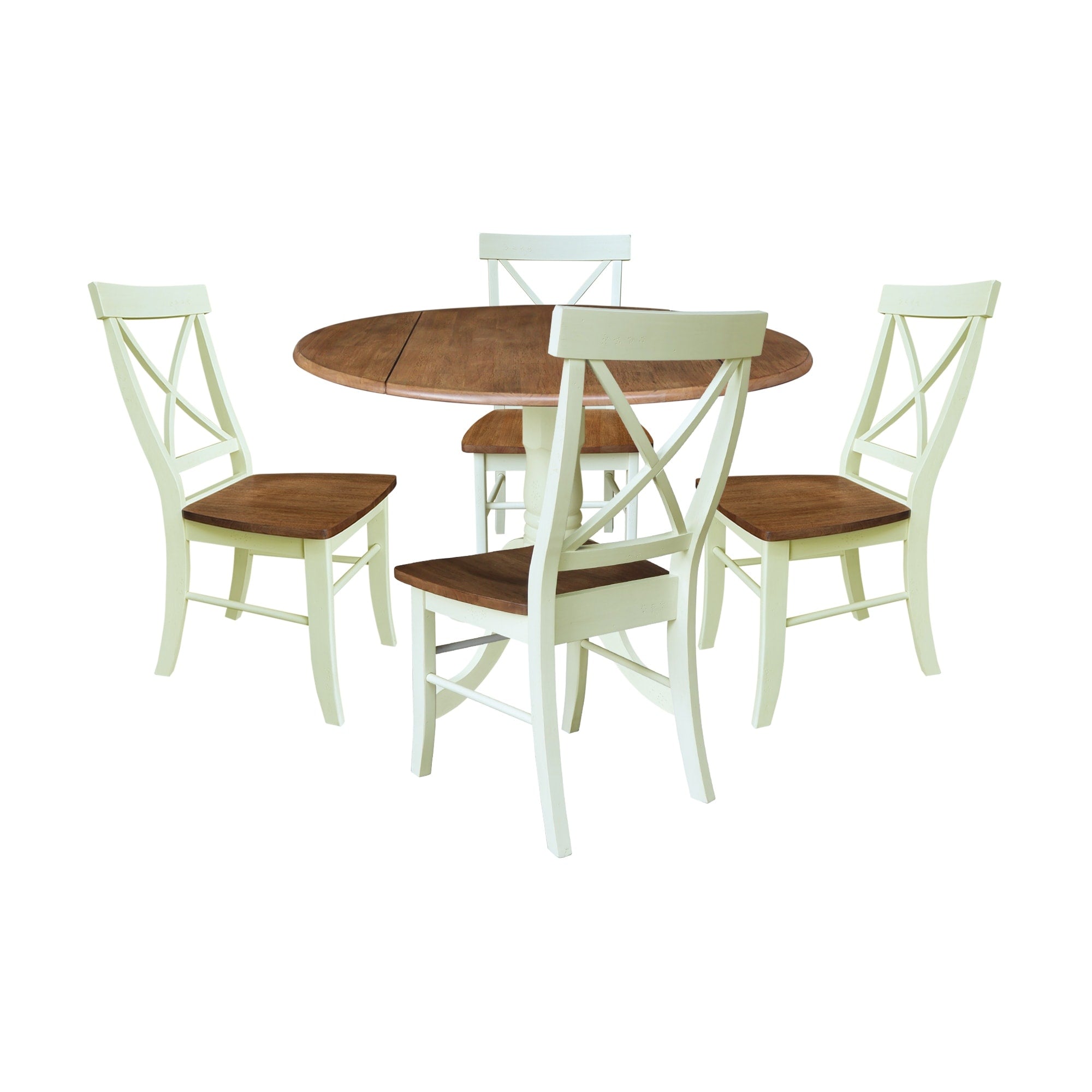 42 Dual Drop Leaf Table With 2 X Back Chairs Set Of 3 Pieces