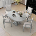 42 Extendable Round Dining Table And 4 Upholostered Chairs 5 Piece Set