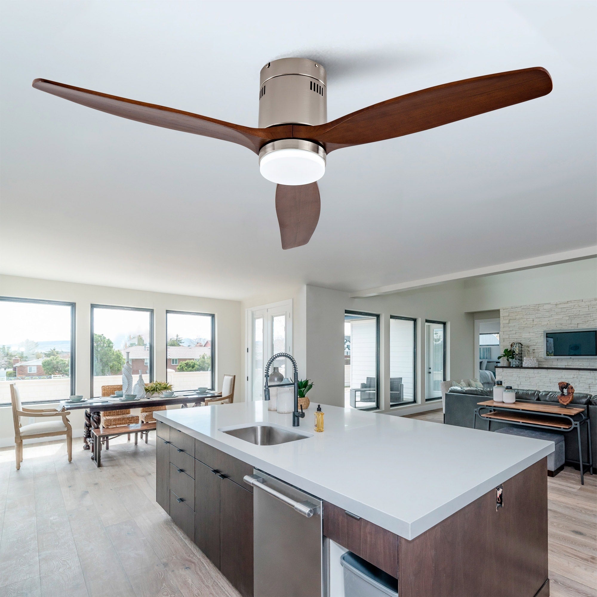 42 Modern Ceiling Fan With Reversible Motor Dimmable Light