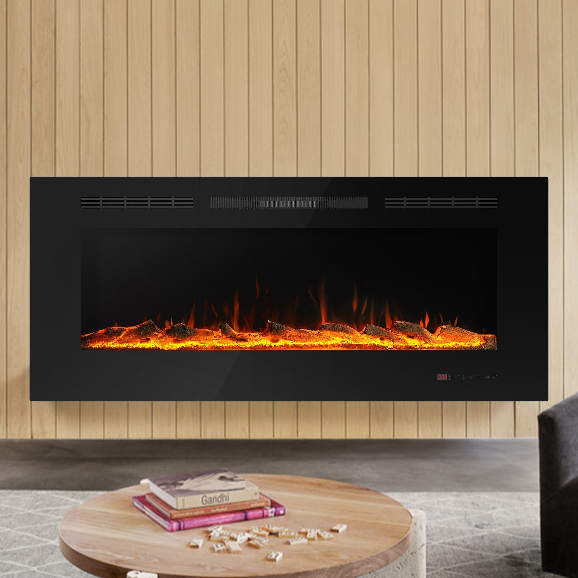 42 Modern Recessed Wall Mounted Electric Fireplace Heater With Remote And 3 Realistic Flame