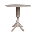 42 Round Dual Drop Leaf Pedestal Table Washed Gray Taupe