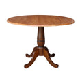 42 Round Dual Drop Leaf Pedestal Table Washed Gray Taupe