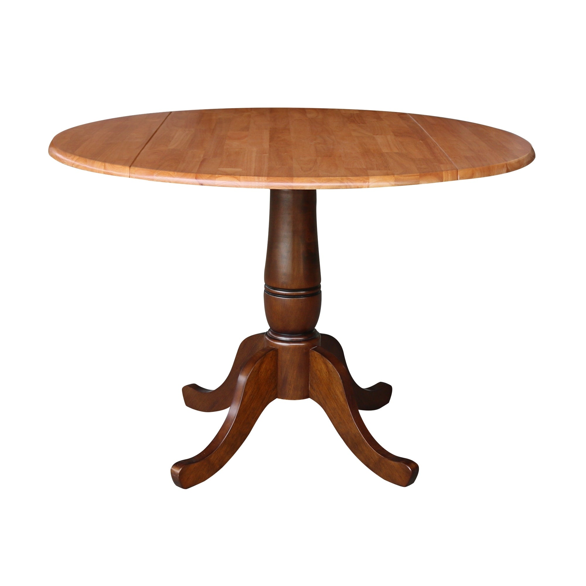 42 Round Dual Drop Leaf Pedestal Table Washed Gray Taupe