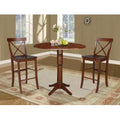 42 Round Pedestal Bar Height Table And Two Stools Espresso