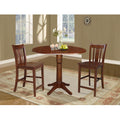 42 Round Pedestal Couonter Height Table And Two Stools Espresso