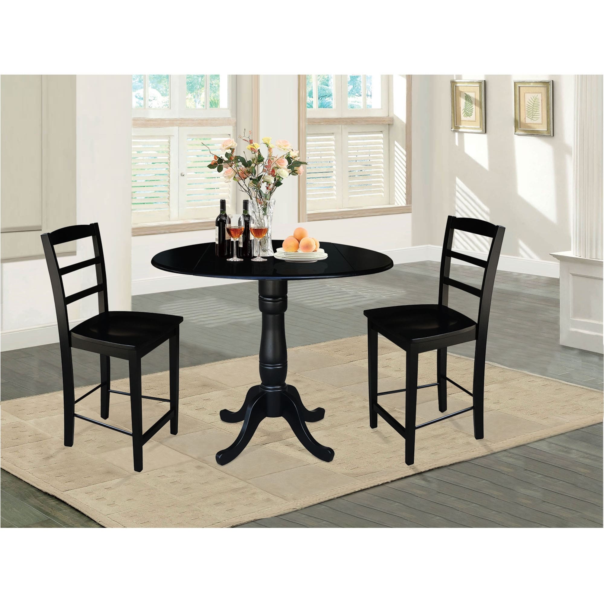 42 Round Pedestal Gathering Height Table With 2 Counter Height Stools