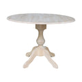 42 Round Top Dual Drop Leaf Pedestal Table Unfinished N A