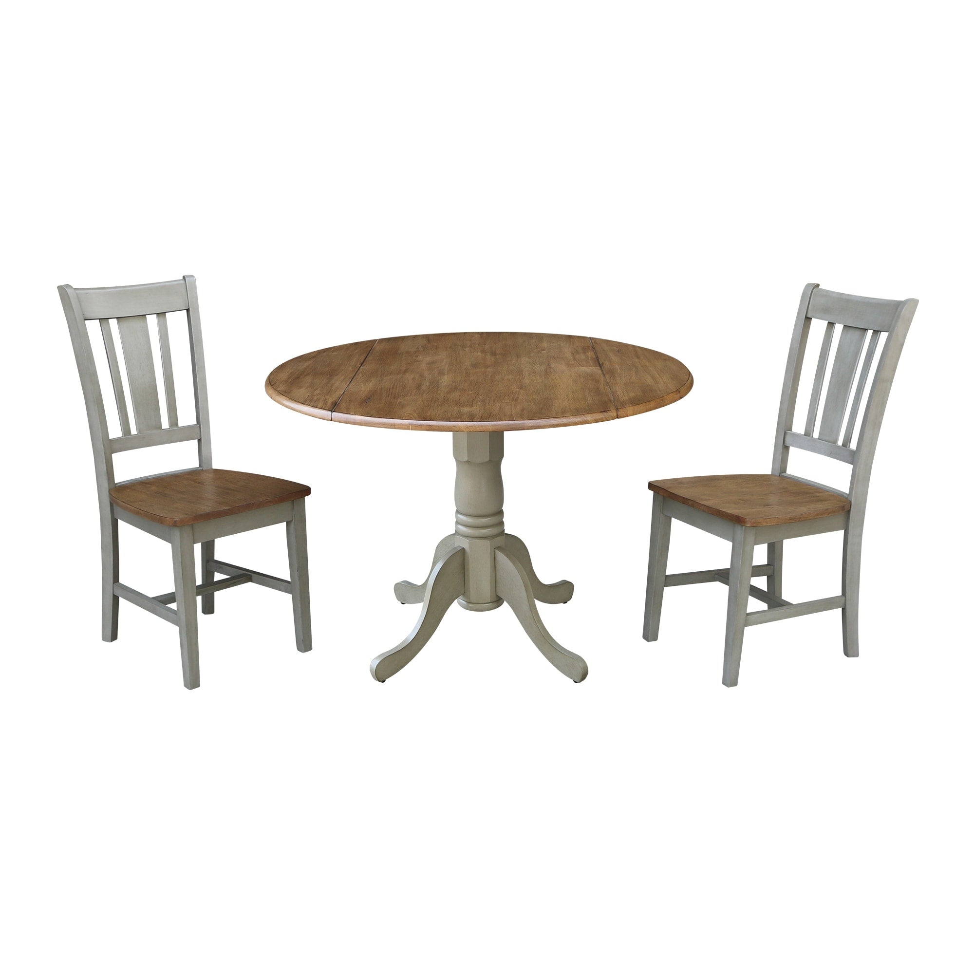 42 Dual Drop Leaf Table With 2 San Remo Chairs Set Of 3 Pieces