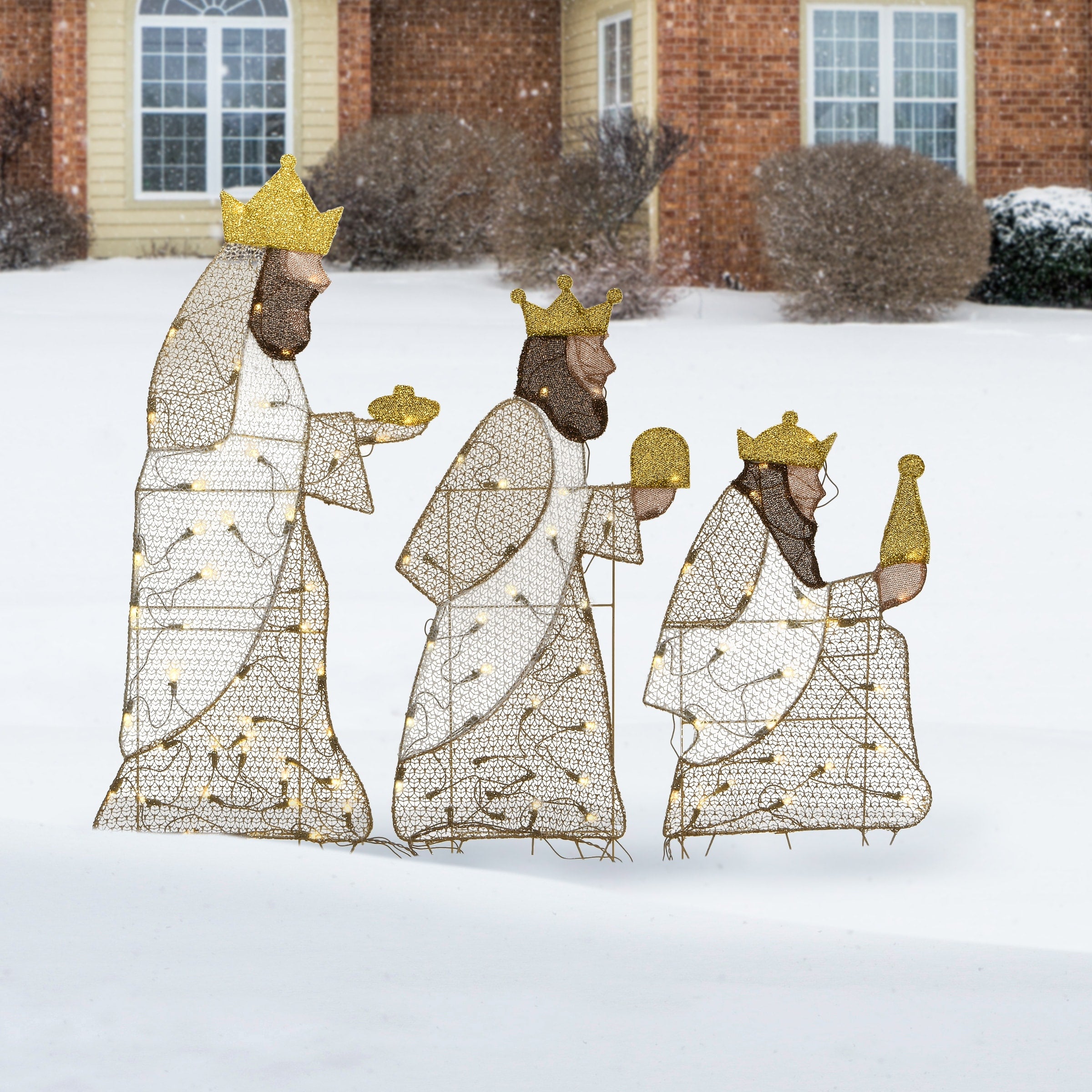 42 Three Wisemen With Led Lights White