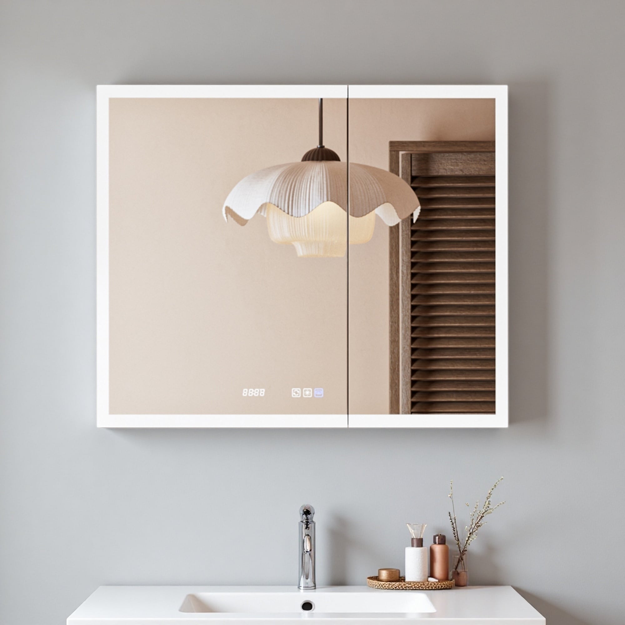 42 W X 30 H Lighted Bathroom Medicine Cabinet Aluminum Frame Dimmable Light Anti Fog Usb Ports Adjustable Shelves
