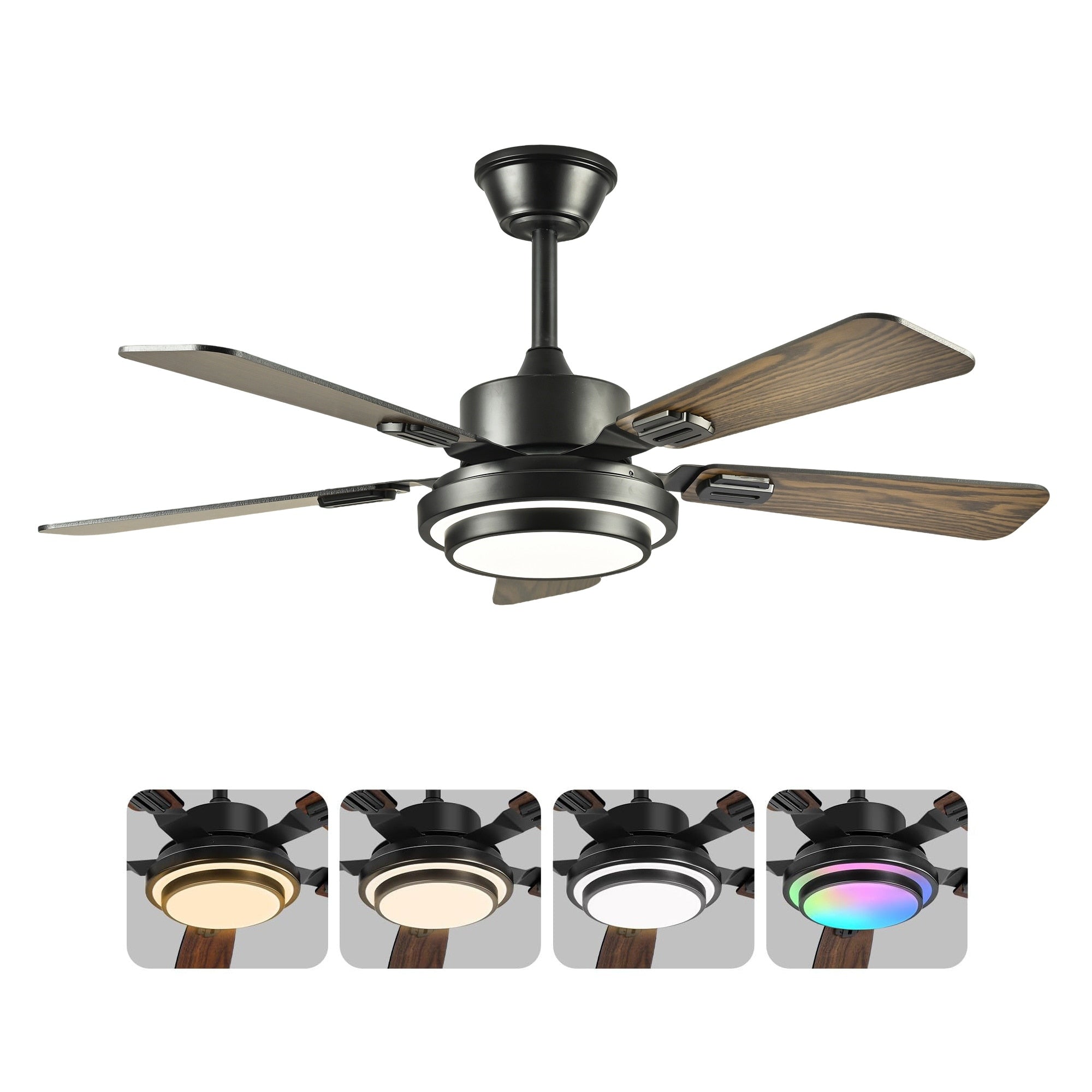 42 5Pcs Plywood Blades Ceiling Fan With Led Light 3000 6500K Dimmable Quiet Dc Motor Ceiling Fans 6 Speed Levels