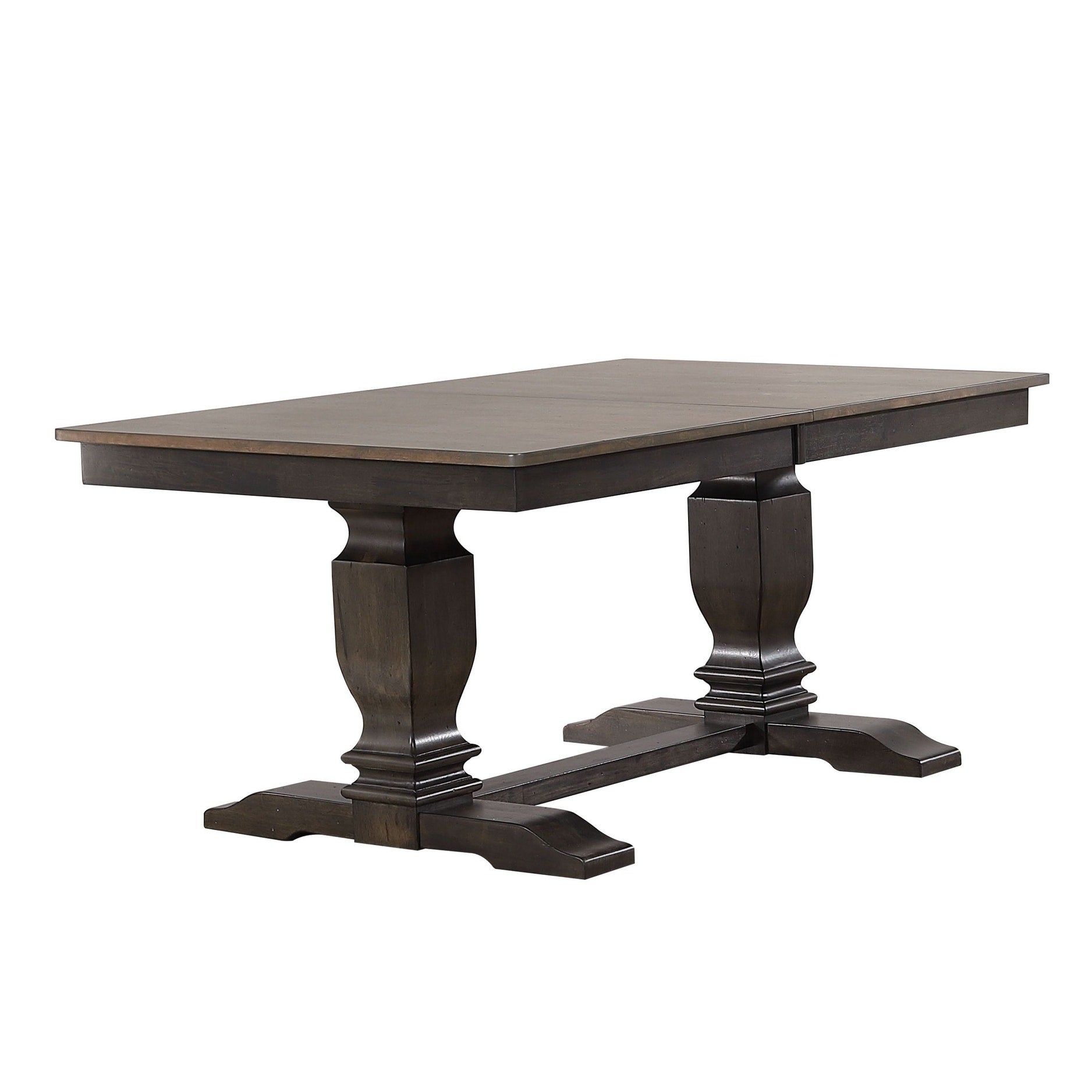 Iconic Furniture Company 42 X64 X82 Double Pedestal Transitional Distressed Grey Stone Black Stone Table