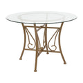 Princeton 42 Round Glass Dining Table With Metal Frame