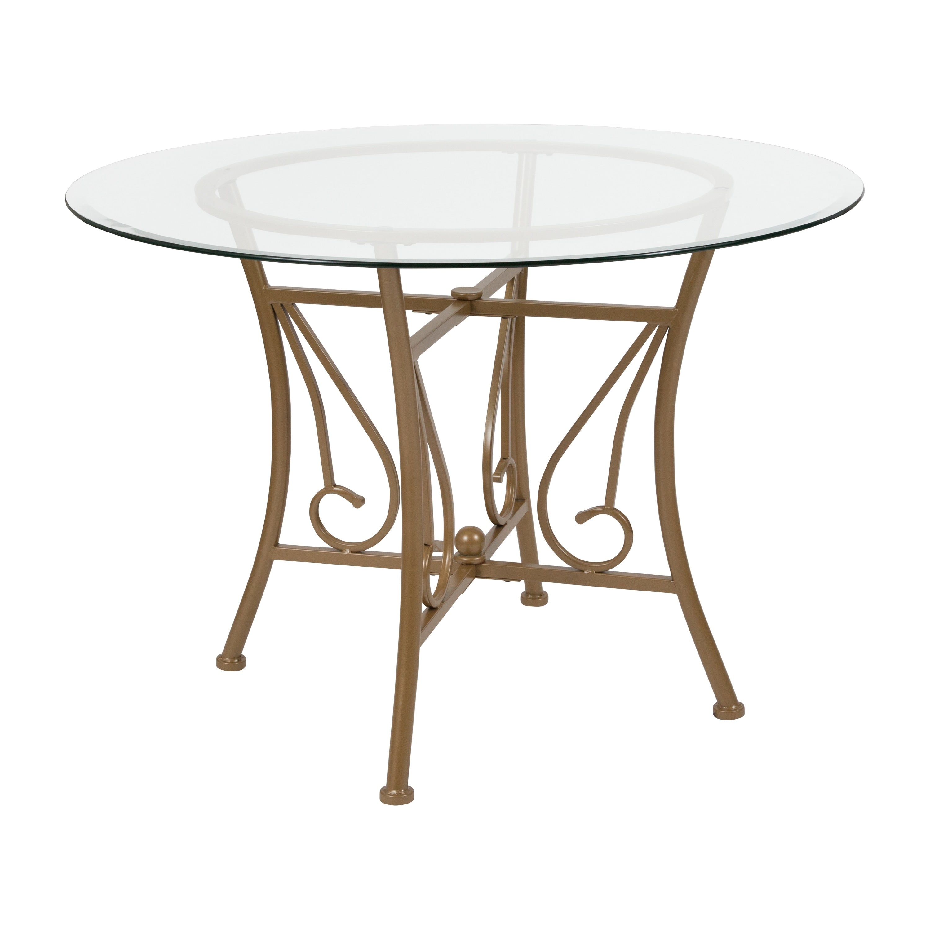 Princeton 42 Round Glass Dining Table With Metal Frame