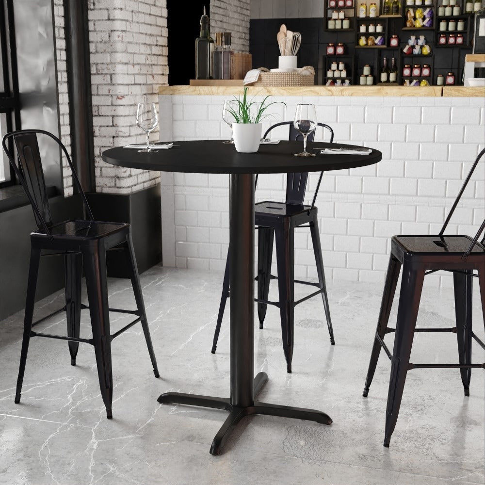 42 Round Laminate Table Top With 33 X 33 Bar Height Table Base