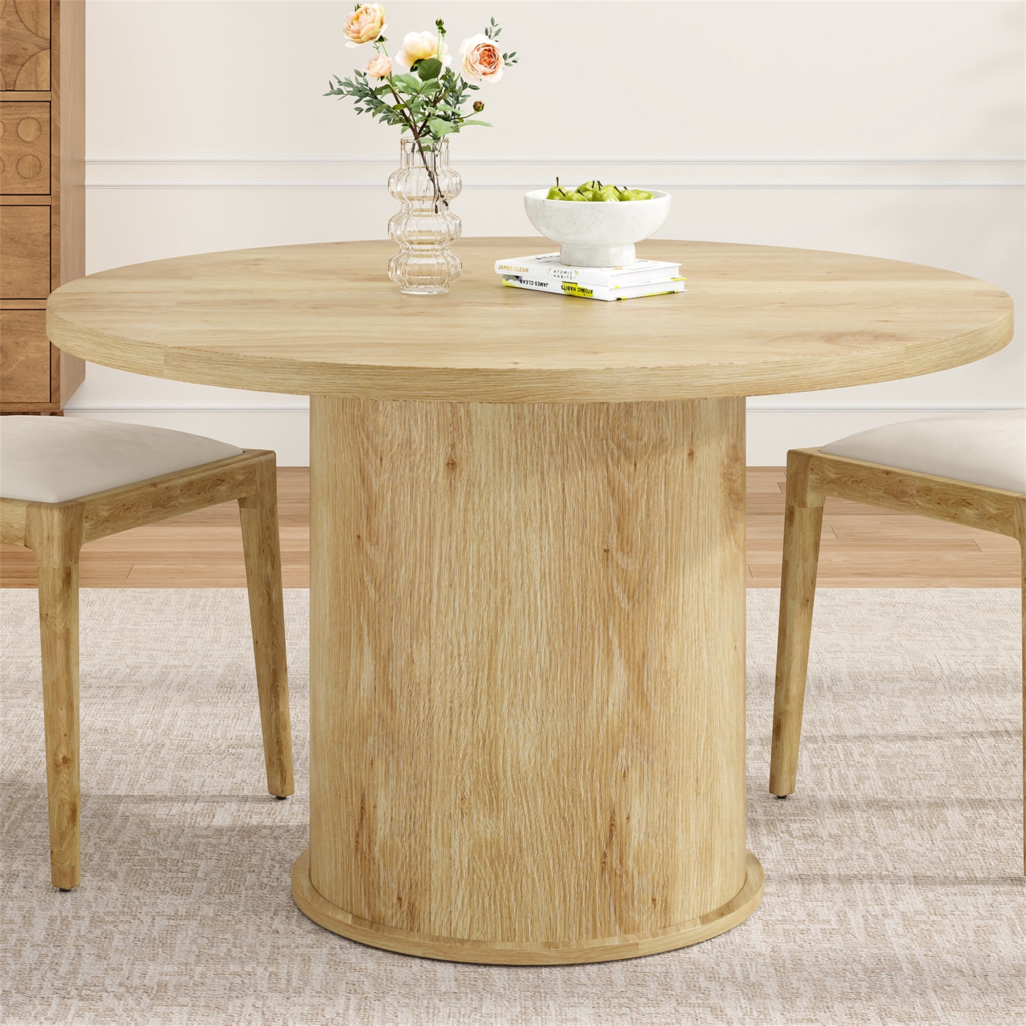 43 Inch Round Wood Kitchen Table For 4 People