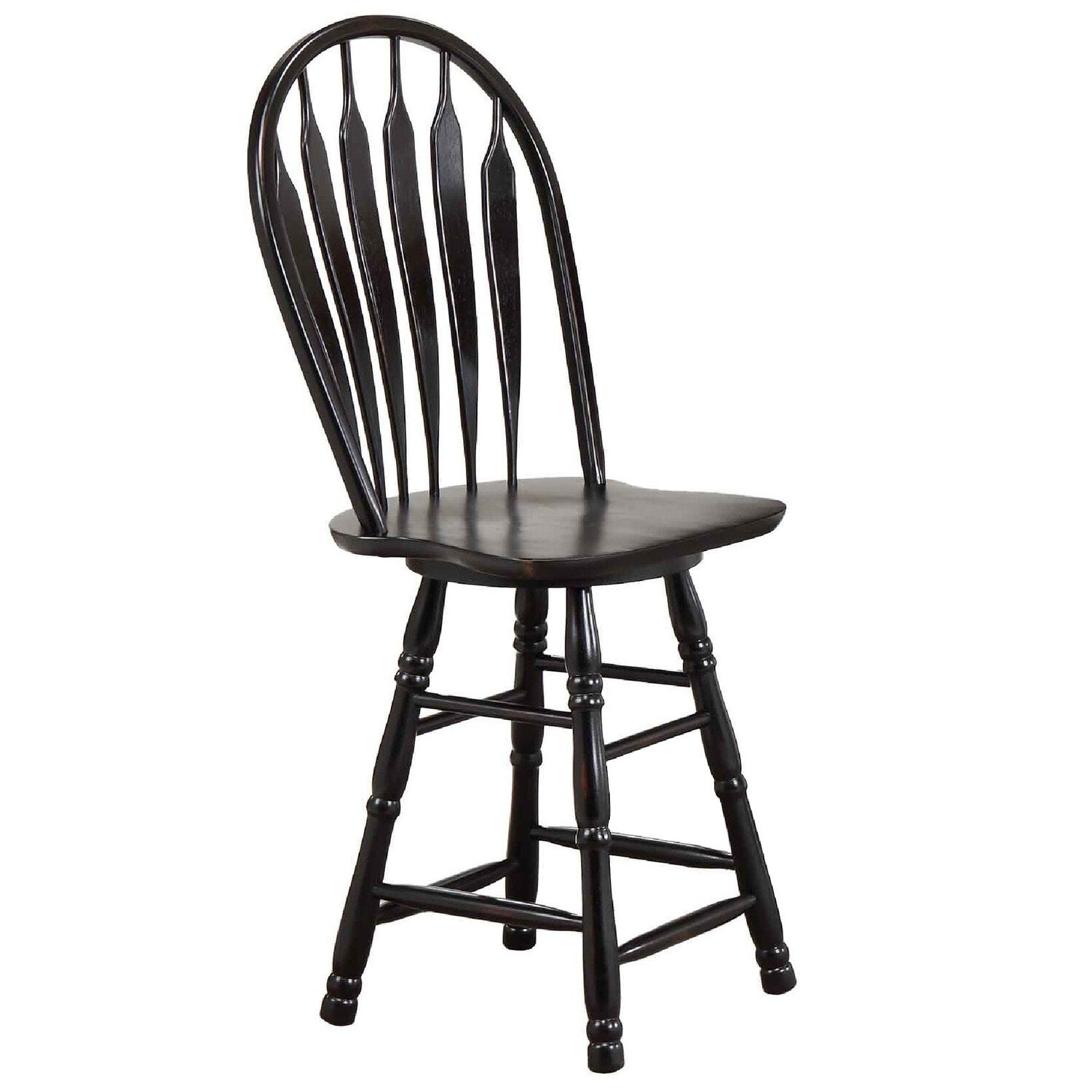 43 In.H Black Finish Low Back Wood Frame Barstool Wood Seat Set Of 1 44.5