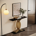 43.31 Luxurious Console Table With Gold Intertwined Metal Legs For Entryway Decor