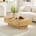 43.31 Burl Wood Veneer Coffee Table Rectangle Mid Century Modern Table For Living Room Coffee Table With Sturdy Mdf Pedestal