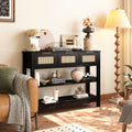 43.3 Farmhouse Sofa Console Table With 3 Top Drawers And 2 Open Shelves