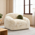 43.3 Modern Sand Short Pile Upholstered Swivel Accent Arm Chair With Ball Pillows 43.3 D X 38.8 W X 31.5 H