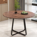 43.3 Round Dining Table For 4 6 People Mdf Wood Tabletop With Metal Legs Modern Kitchen Table With X Shaped Base